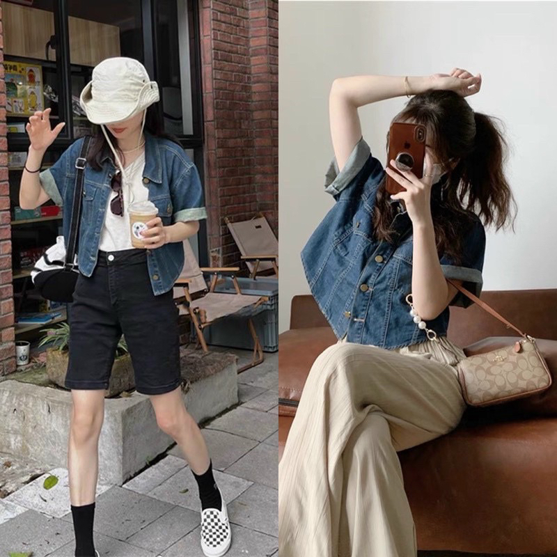 áo sơ mi bò nữ xanh đậm..