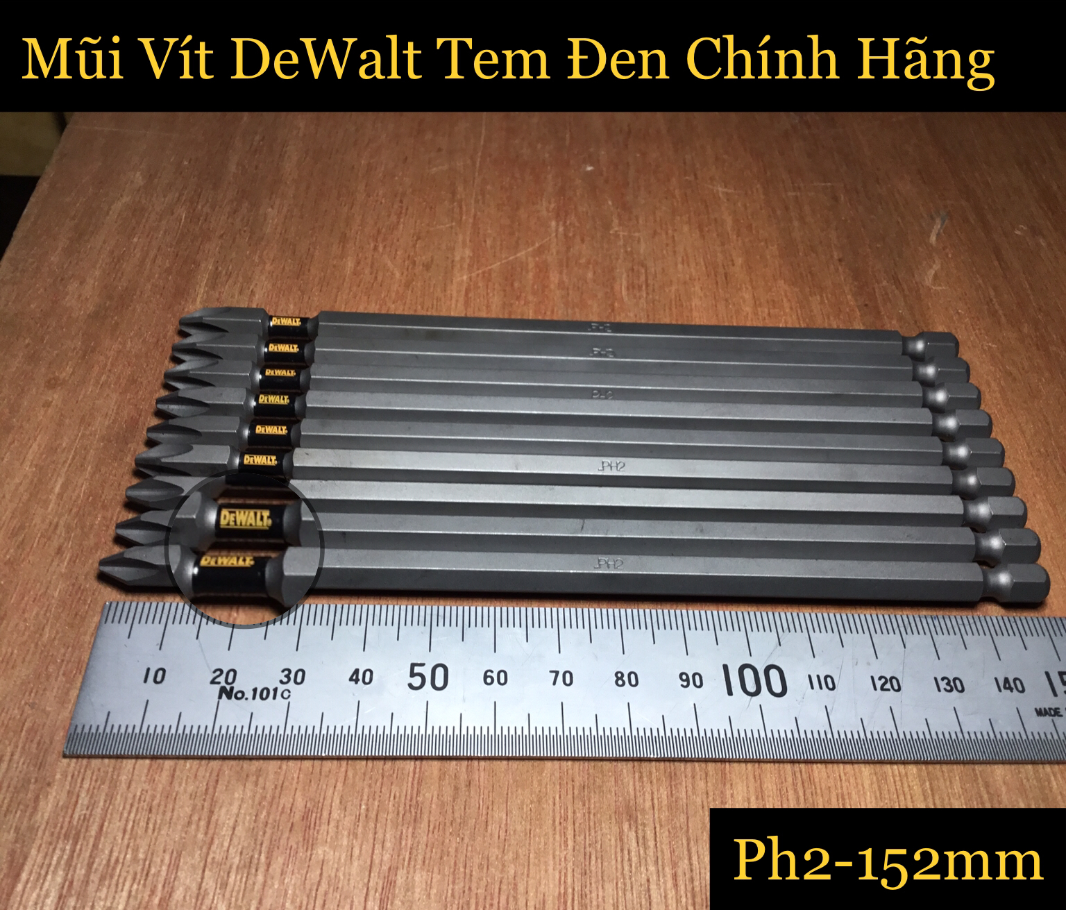 Mũi vít dewalt tem đen chính hãng ph2-152mm