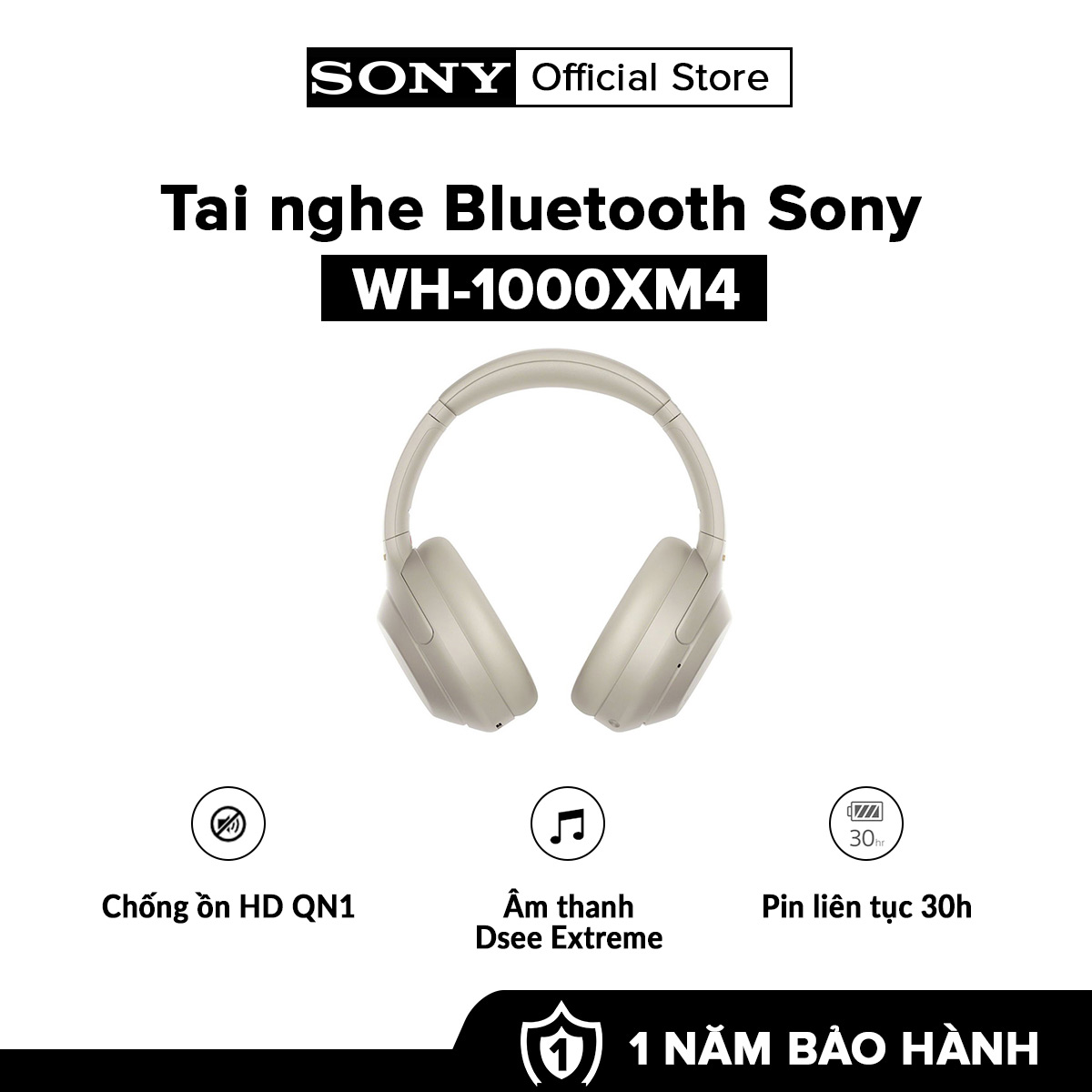 Tai Nghe Không Dây Chụp Tai Chống Ồn Sony WH-1000XM4 – Hàng chính hãng