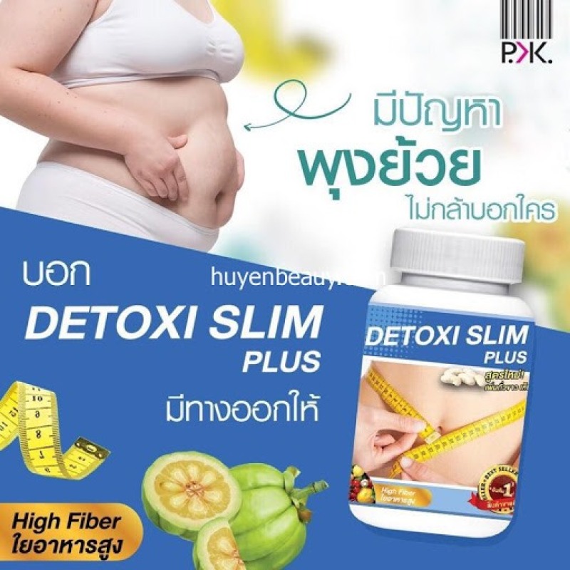 Giảm cân Detoxi Slim của Thái Lan giảm mỡ bụng hiệu quả 30v. Tặng thước dây đo vòng eo trị giá 29k nhập khẩu