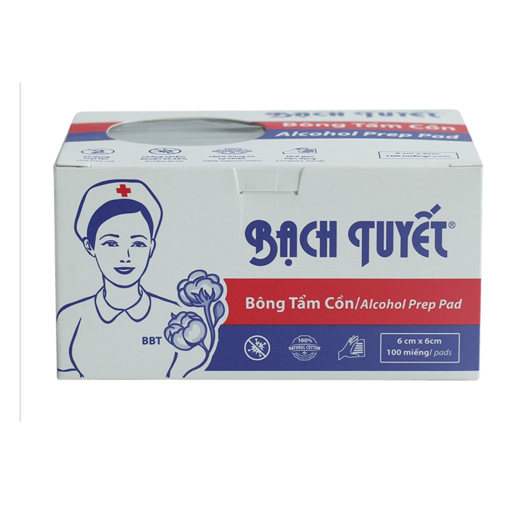 Bông tẩm cồn hộp 100 miếng
