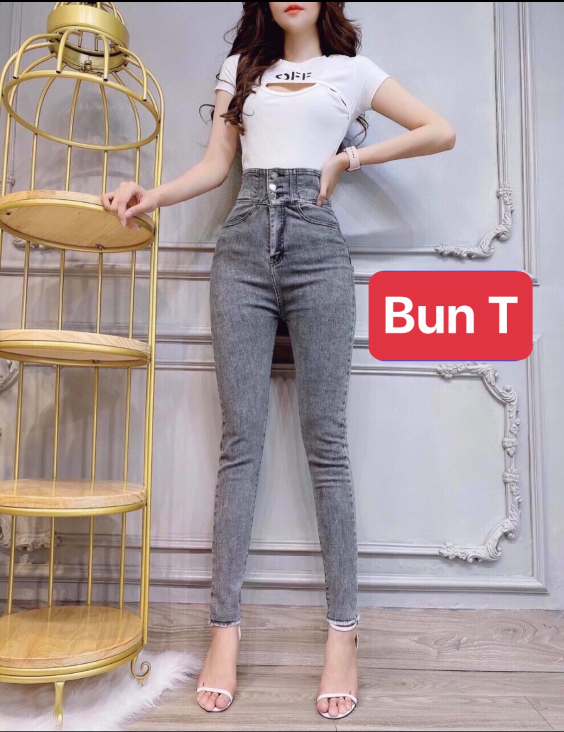 QUẦN JEAN NỮ XÁM BẠC 3 CÚC KIỂU CHẤT BÒ LƯNG CAO NÂNG MÔNG HÀN QUỐC T&T-1069 - TRANGBUN FASHION