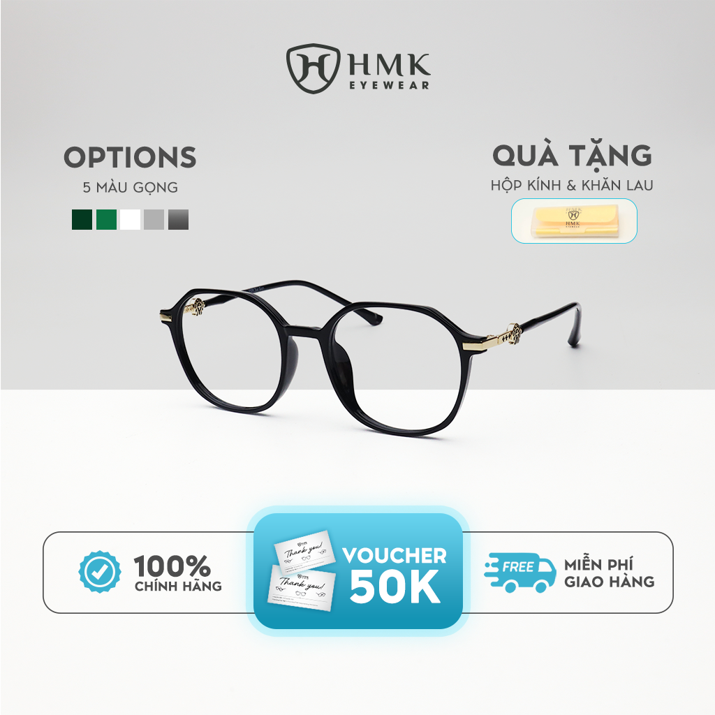 Gọng Kính Cận Nhựa Phối Kim Loại Cứng Cáp HMK Eyewear Form Vuông Thời Trang, Phù Hợp Nhiều Dáng Mặt - KL83018