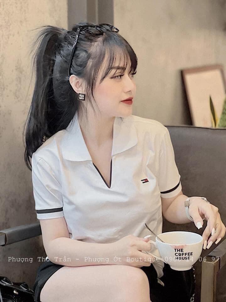 Áo Polo Nữ Cổ Phối Viền Chất Cá Sấu Poly Hàng Đẹp Đủ Size