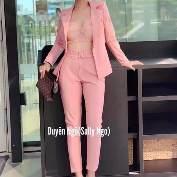 sét áo khoác vest kèm bra quần tây