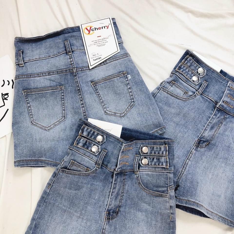 Quần Short jean 7 Nút,Quần Lưng Cao nữ,LY STORE
