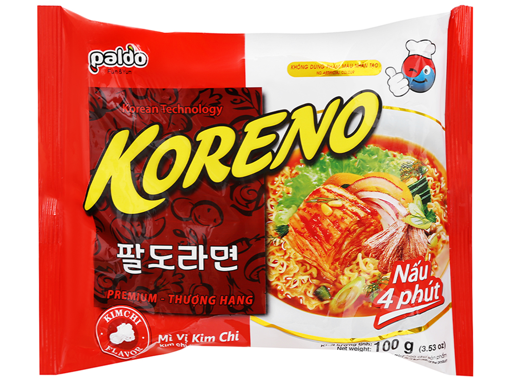 Thùng 24 gói mì Koreno vị kim chi 100g