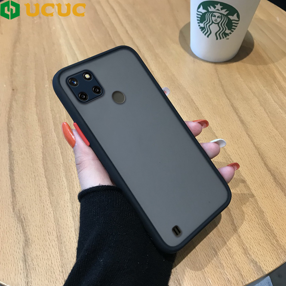 UCUC Casing Case For Realme C25Y Case realmec25y real me C25Y Ultra Thin Skin Feeling Frosted Transparent Hard Back Casing Soft Silicone Edge Full Cover Phone Case