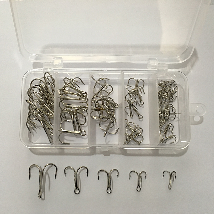 Hộp 50 lưỡi câu ba tiêu size từ 2 đến 10