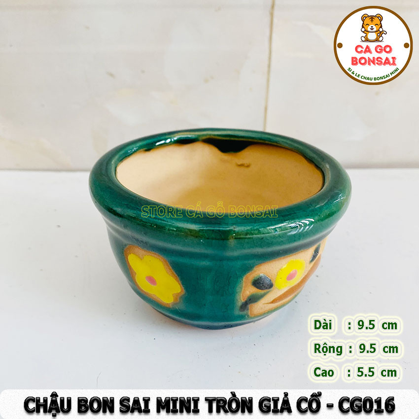 Chậu Bonsai Mini Tròn Giả Cổ - CG016