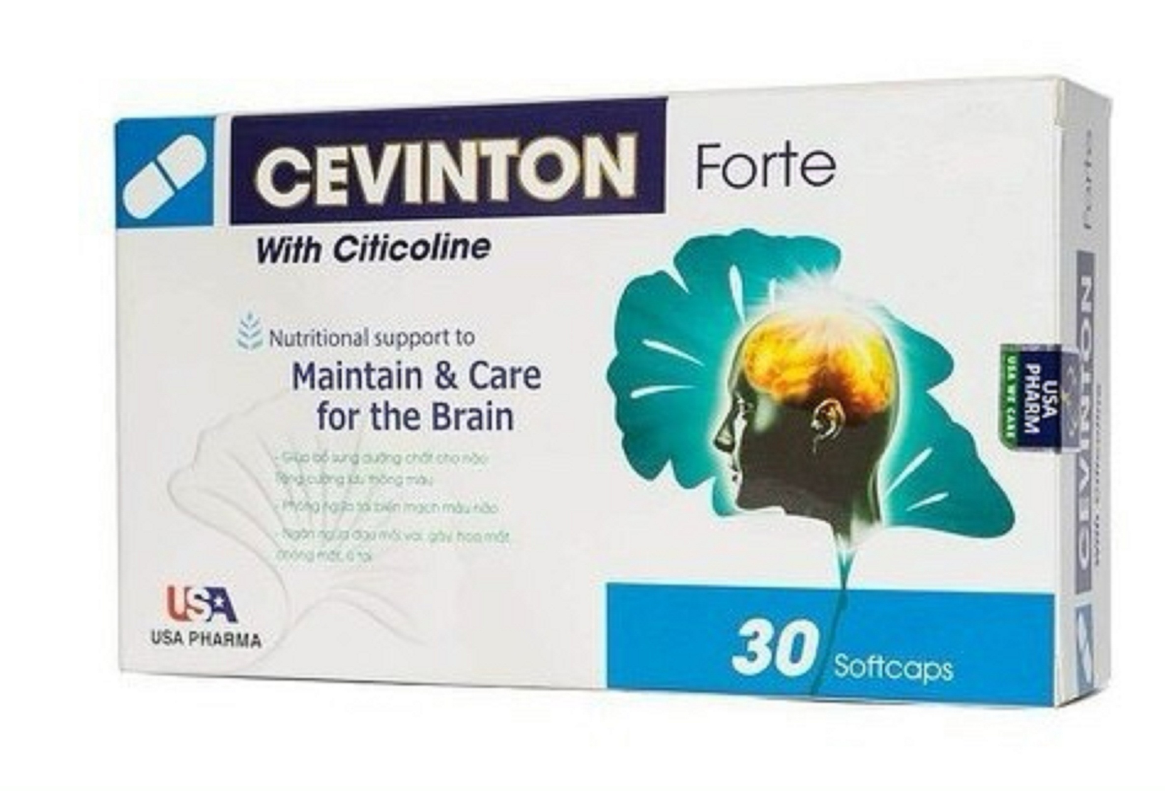 Viên uống bổ não Cerevit fort 400mg - Giúp bổ não, tăng cường lưu thông máu, phòng ngừa tai biến mạch máu não- hộp 30 viên