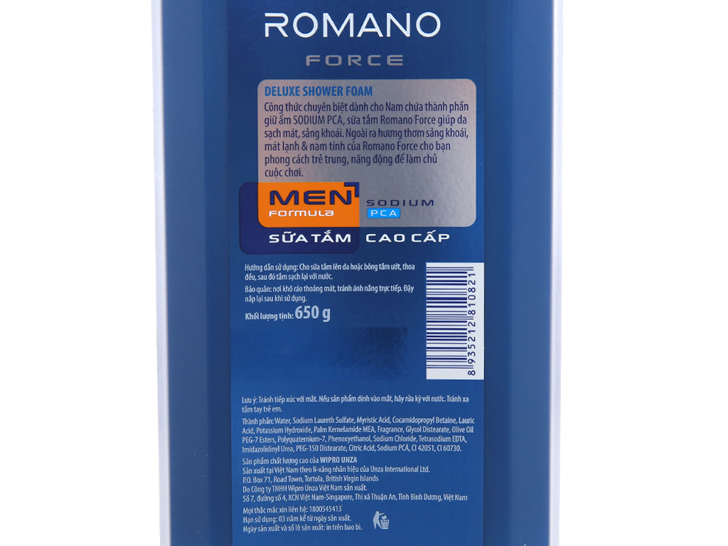 Sữa tắm Cao Cấp Romano Force 650g