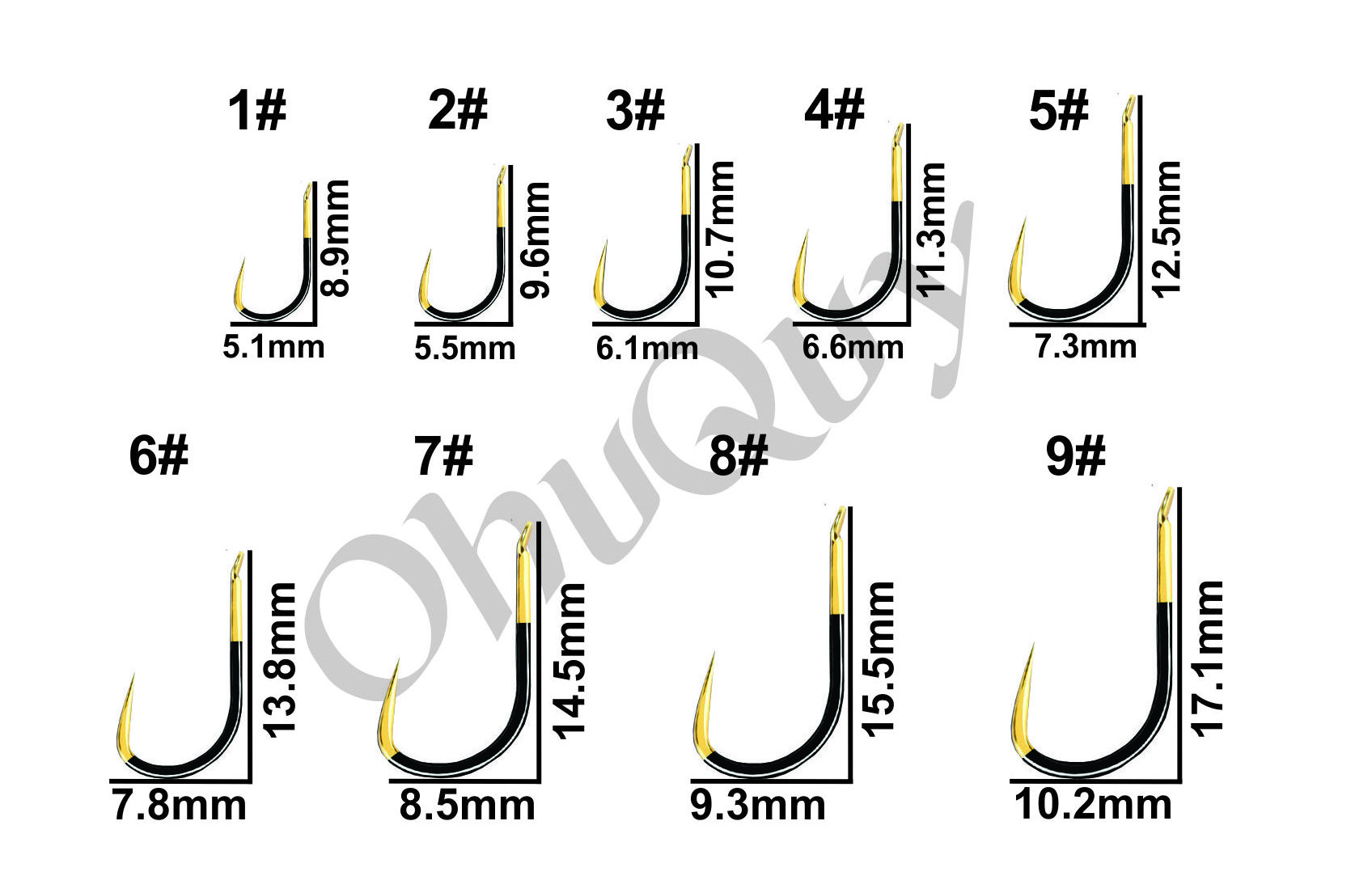 Hộp 200 Lưỡi Câu Thép Vàng - Đen (Không Ngạnh) - (Mã K1)