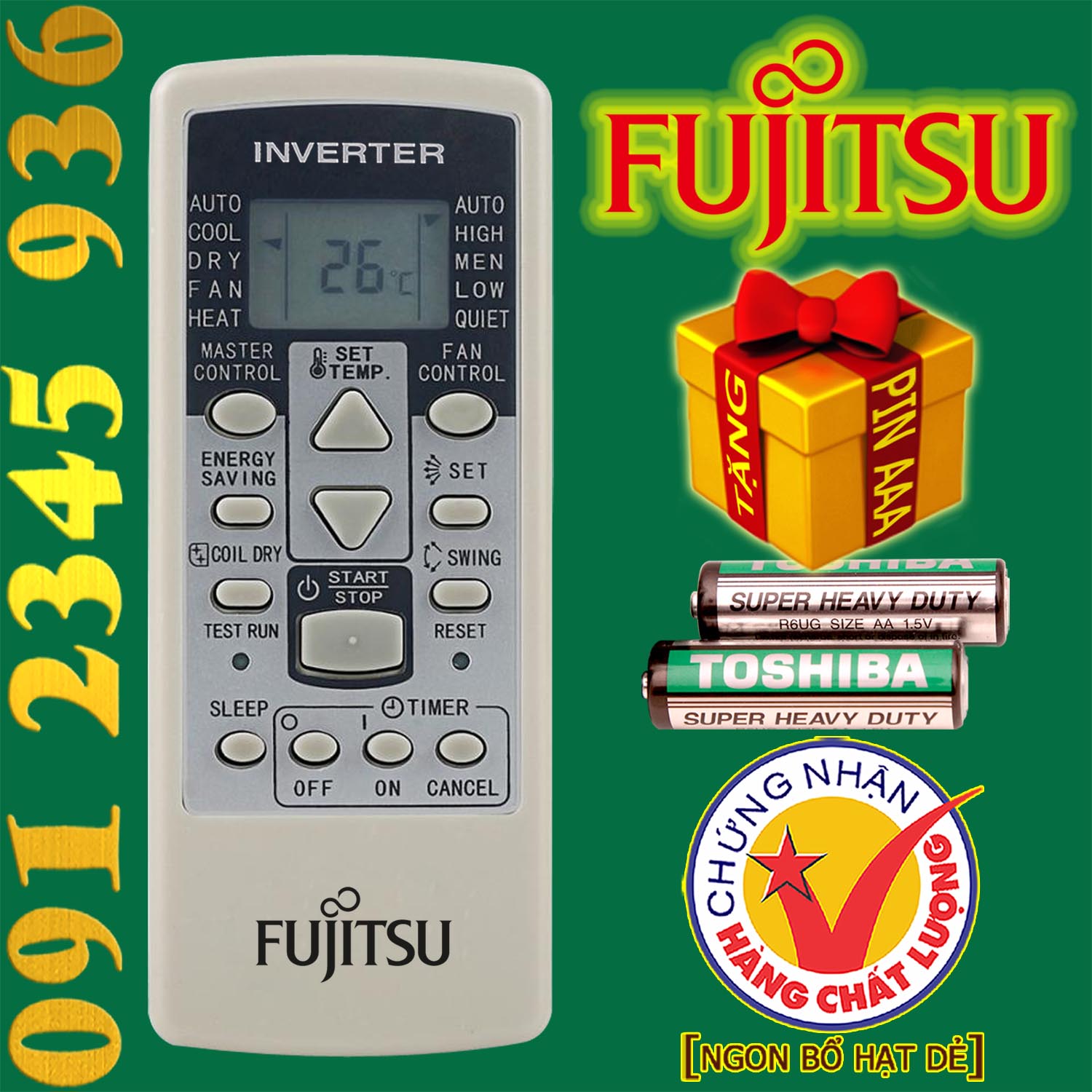 Điều khiển Fujitsu [HÀNG ĐẸP] cho điều hòa inverter. (Mẫu số 7)
