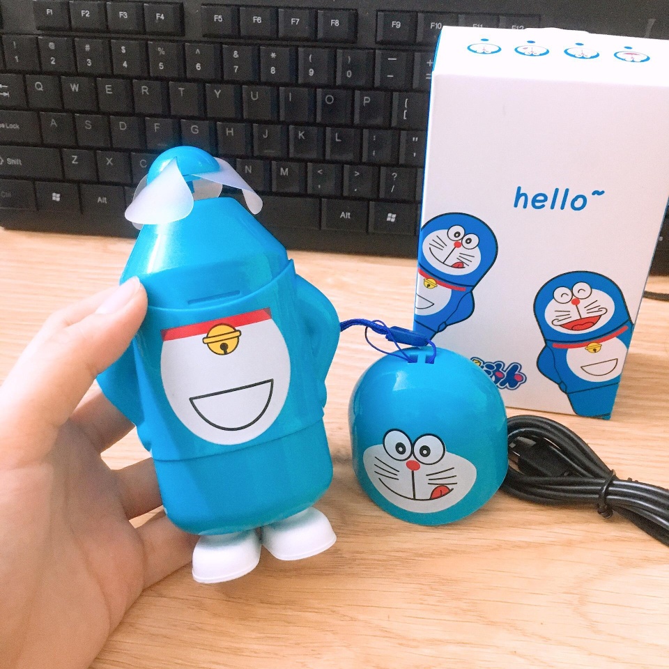 [HCM]QUẠT SẠC CẦM TAY 3 CÁNH DORAEMON