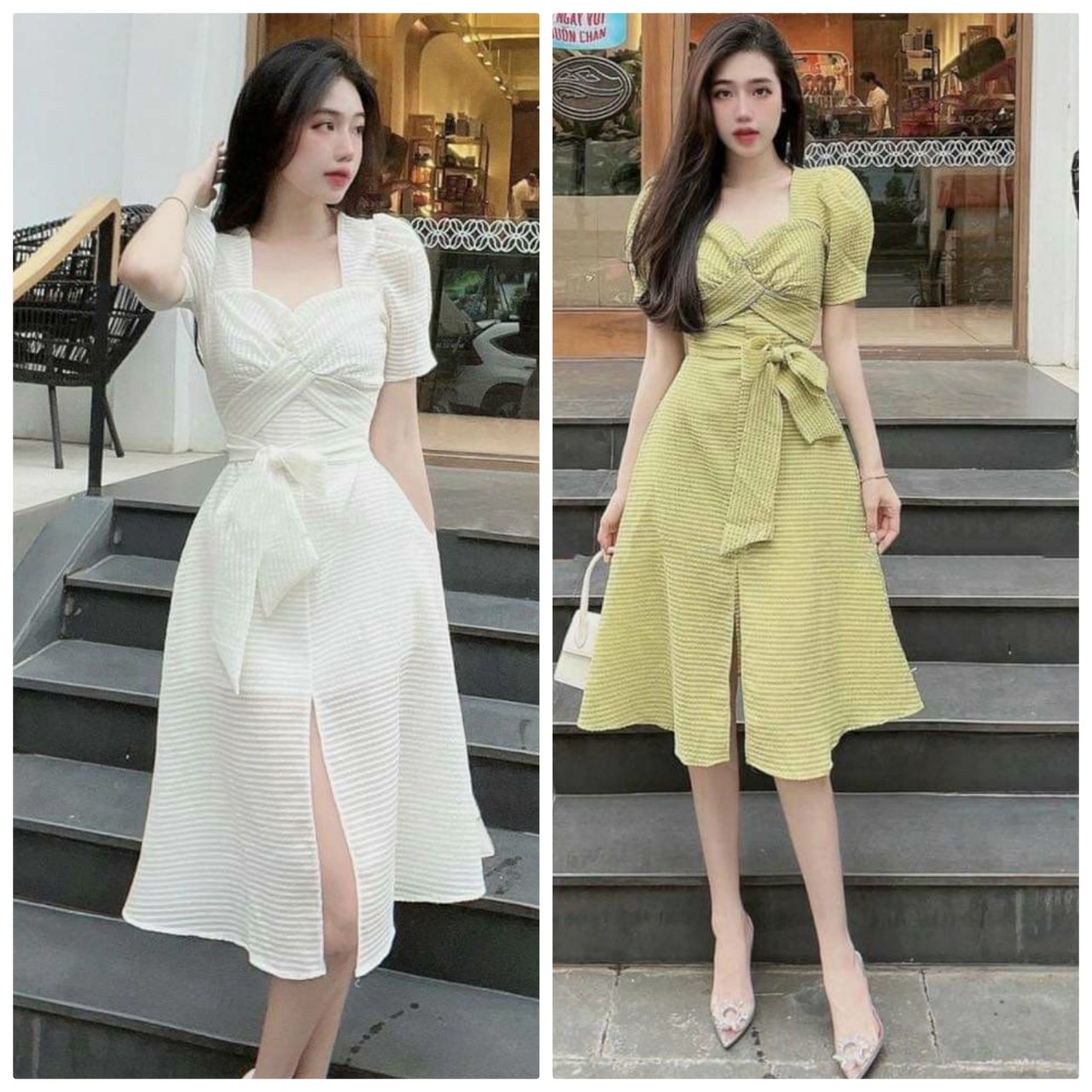 Đầm Xòe Cổ V Chéo Eo Tiểu Thư Cực Xinh NT8381