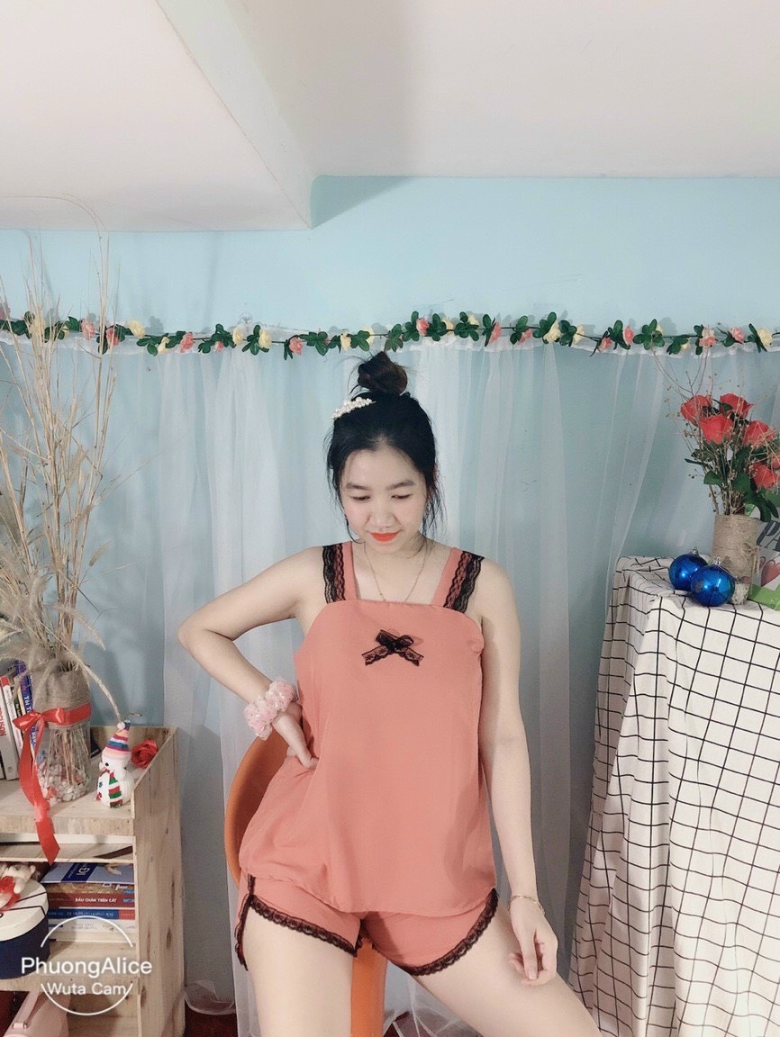 Set đồ ngắn kate lụa đẹp lụa Size M dưới 52kg / Size L từ 53kg đến 60kg