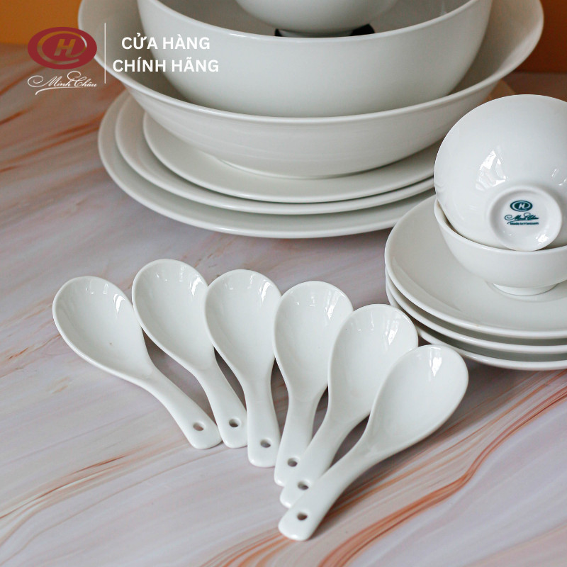 Bộ Bát Đĩa Trắng Trơn 25 Món - Sứ Minh Châu