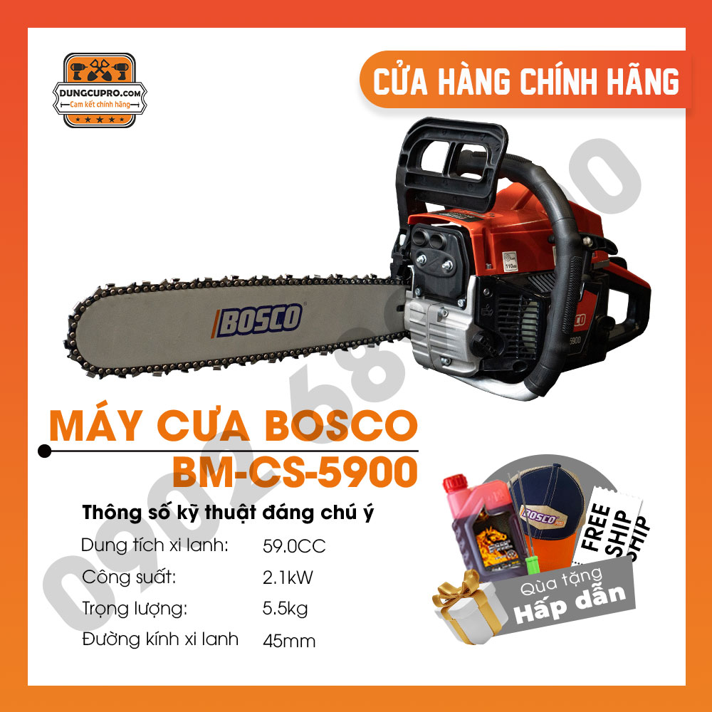 MÁY CƯA XÍCH BOSCO 5900 58CC - DÀNH CHO GIA ĐÌNH