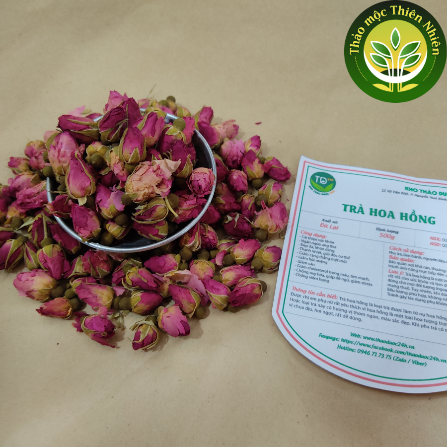 Trà hoa hồng Đà Lạt 100% thiên nhiên, rất tốt cho sức khỏe giúp an thần, thanh nhiệt giải độc, hỗ trợ ngăn ngừa ung thư, giúp làm đẹp da và khỏe dáng [250g-1kg] l Kho thảo mộc thiên nhiên