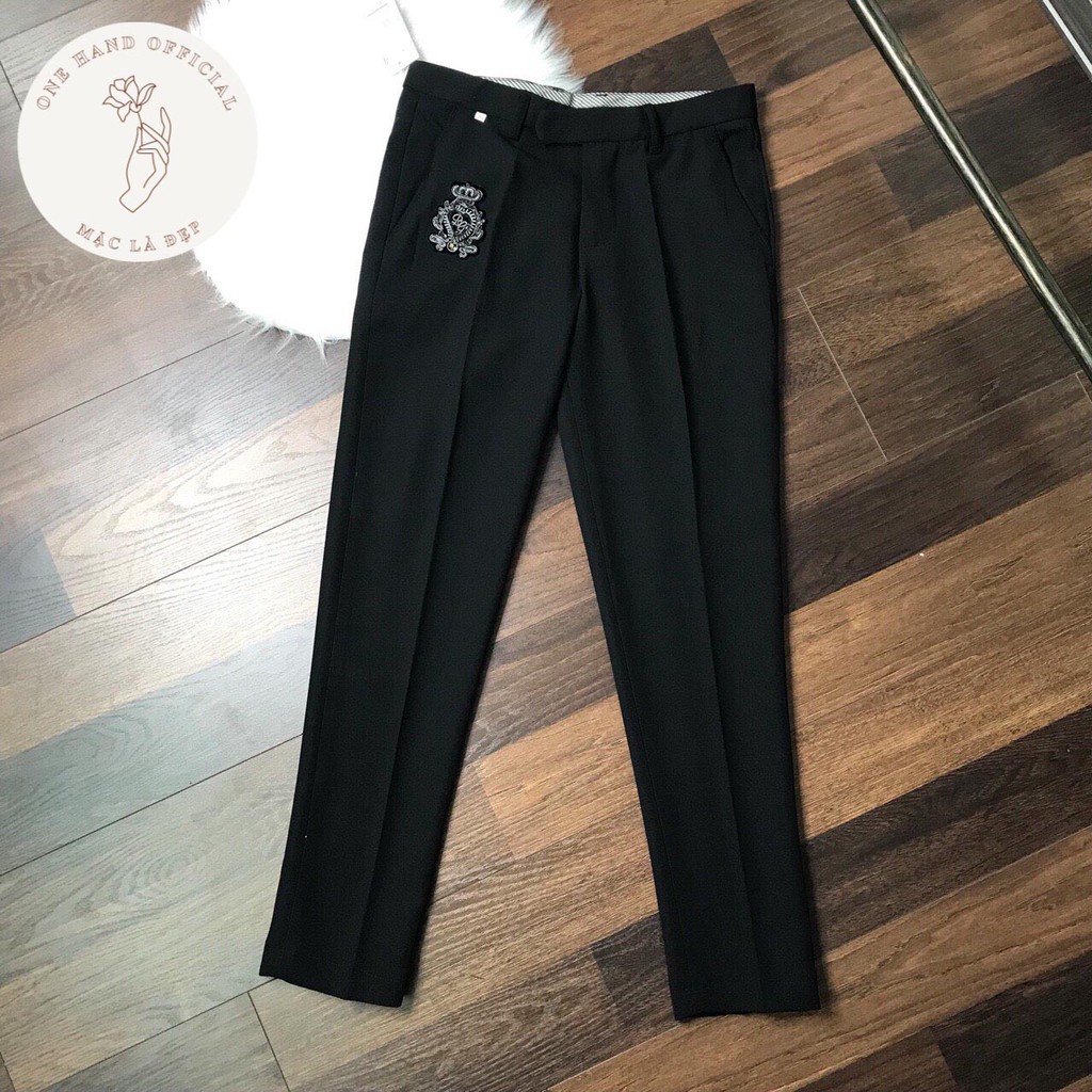 Quần Tây Nam 💕1𝖍𝖆𝖓𝖉💕 Quần Âu Đen Thêu Họa Tiết Logo DG Dáng Ôm Ống Bó Hàn Quốc - Mặc Là Đẹp - Mã DG2