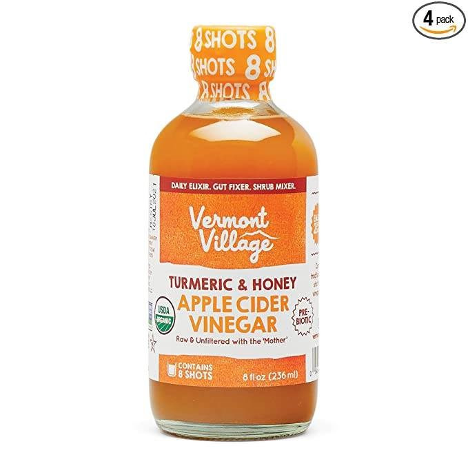 Giấm táo - nghệ - mật ong organic vermont village apple cider sipping vinegar, turmeric & honey, 236ml