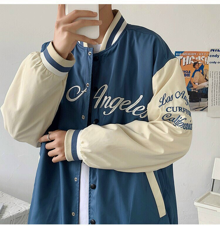 Áo khoác dù bomber 2 lớp nam nữ cổ trụ, hoạ tiết chữ 2 túi lớn độc đáo phối màu trẻ trung
