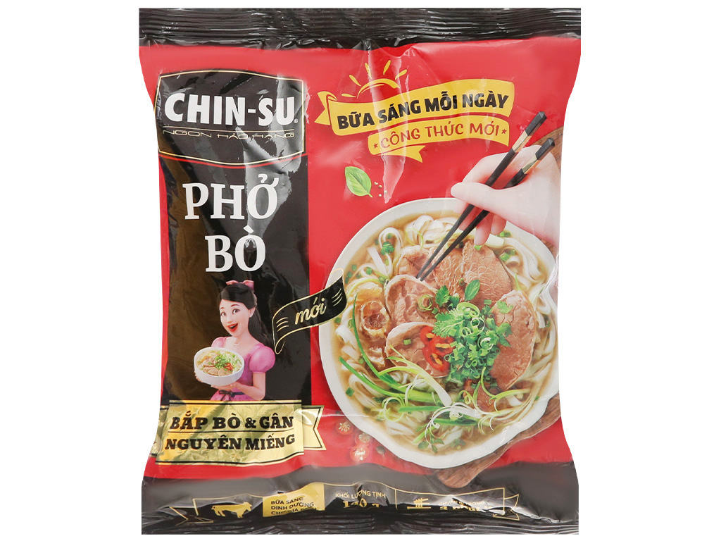 Thùng 10 gói phở bò nguyên miếng chinsu gói 132g - 62423 (