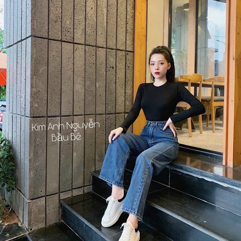 Quần jean ống suông lai cuốn MS4