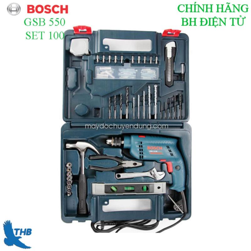 Bộ máy khoan động lực Bosch GSB 550 set 100 món phụ kiện