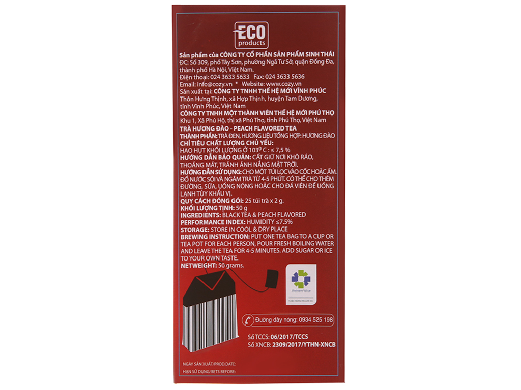 [HCM]Trà Cozy hương đào 50g