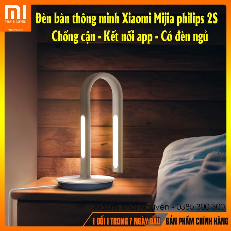Đèn bàn thông minh Xiaomi Mijia philips 2S Kết nối app điện thoại, chống cận, tích hợp đèn ngủ