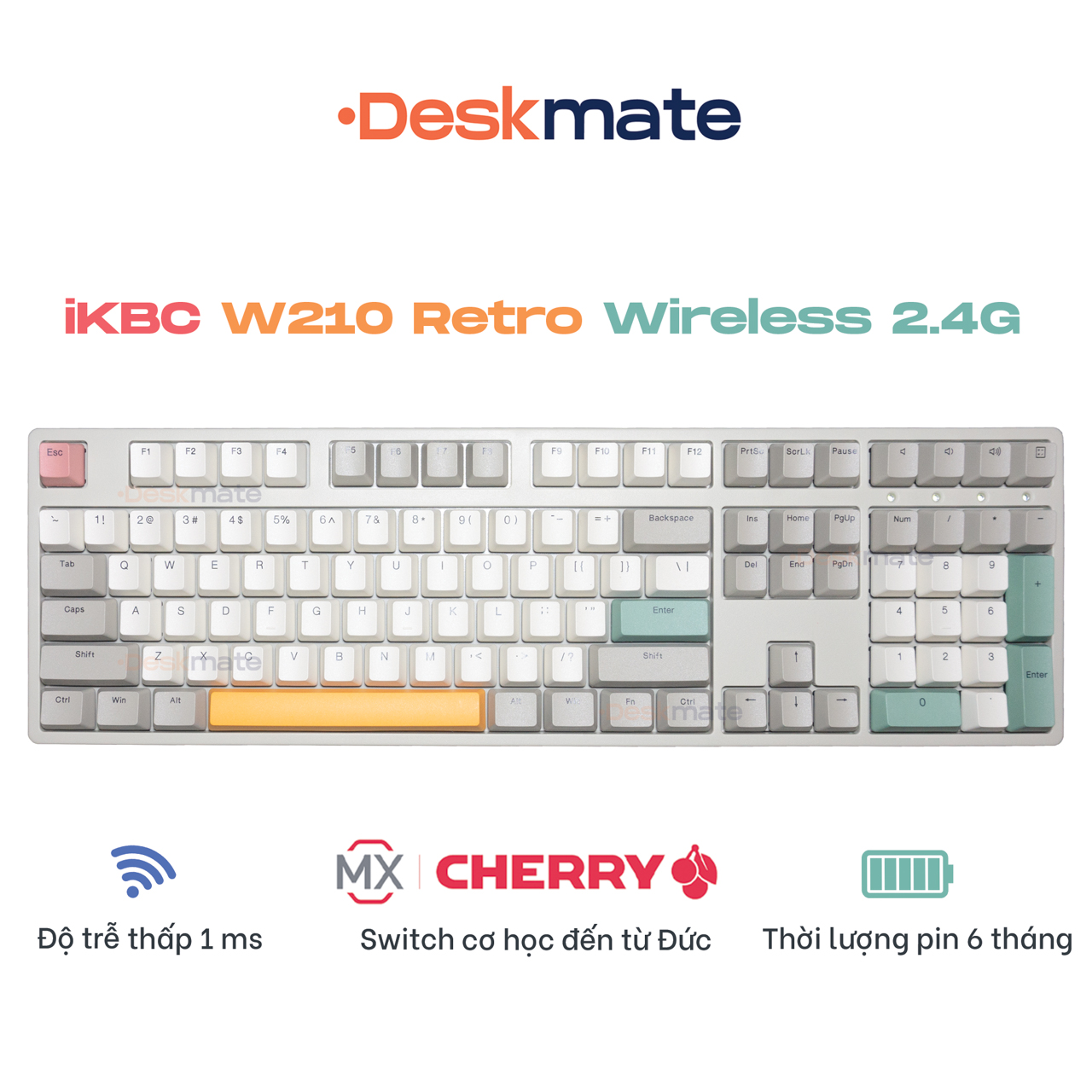 Bàn phím cơ iKBC W210 Retro Wireless 2.4G