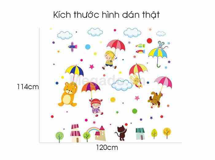 Decal tranh dán tường thú che ô