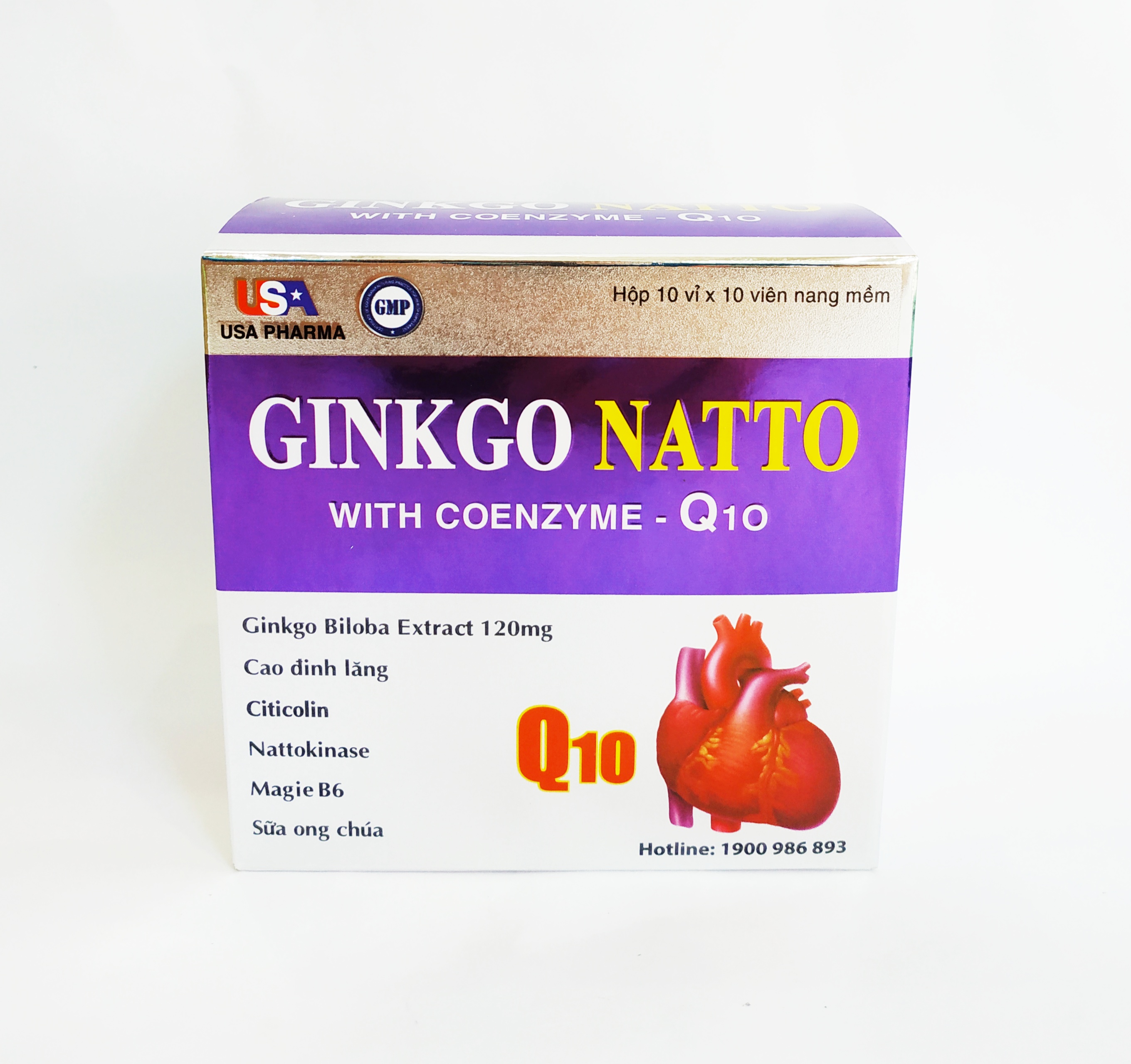 Hoạt Huyết Dưỡng Não Ginkgo Natto With Coenzym Q10 - Giúp Bổ Sung Dưỡng Chất Cho Não - Tăng Cường Tuần Hoàn Máu Não - Ngăn Ngừa Tai Biến Mạch Máu Não – Hộp 100 Viên