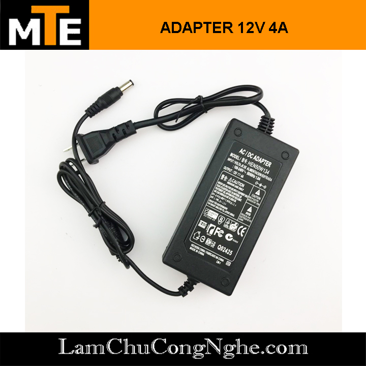Nguồn adapter 12V 4A jack DC 5.5 x 2.1 mm