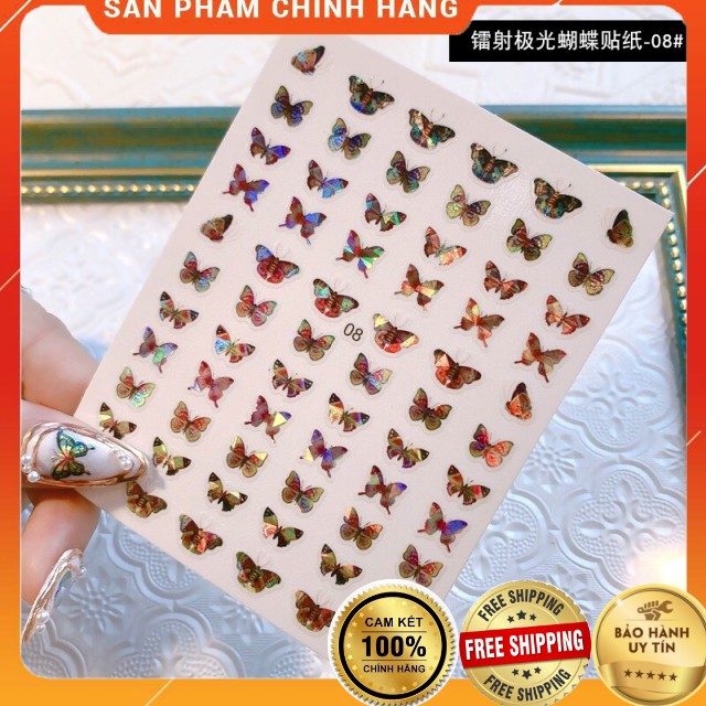 Stick bướm laze, stick bướm phản quang trang trí móng