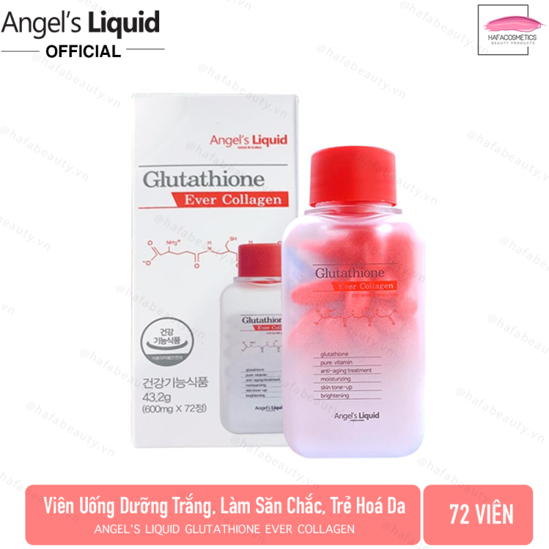 [72 Viên] Viên Uống Trắng Da, Giúp Da Săn Chắc Angels Liquid Glutathione Ever Collagen
