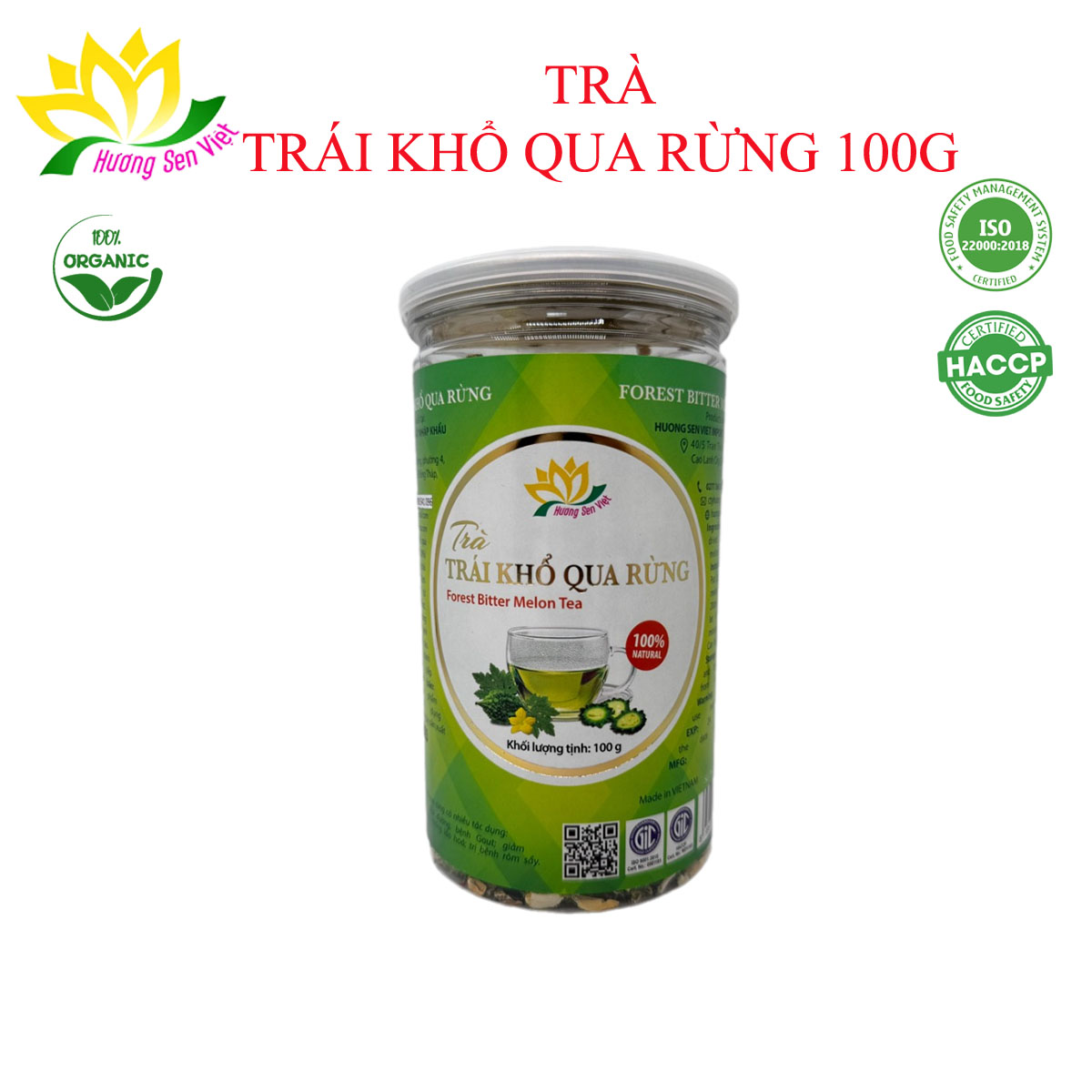 Trà trái khổ qua rừng hũ 100g - cty hương sen việt