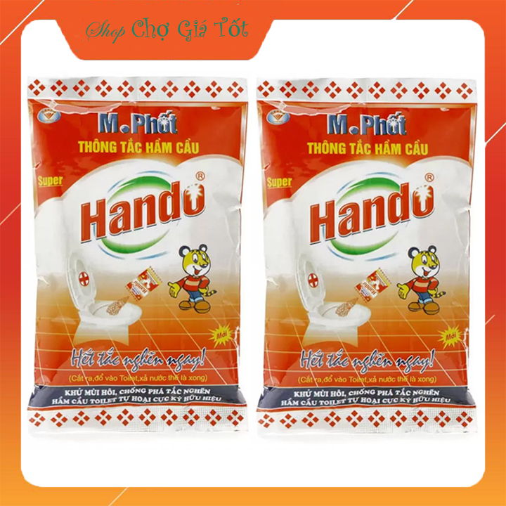 Bộ 2 gói bột thông tắc hầm cầu bể phốt Hando 215Gr