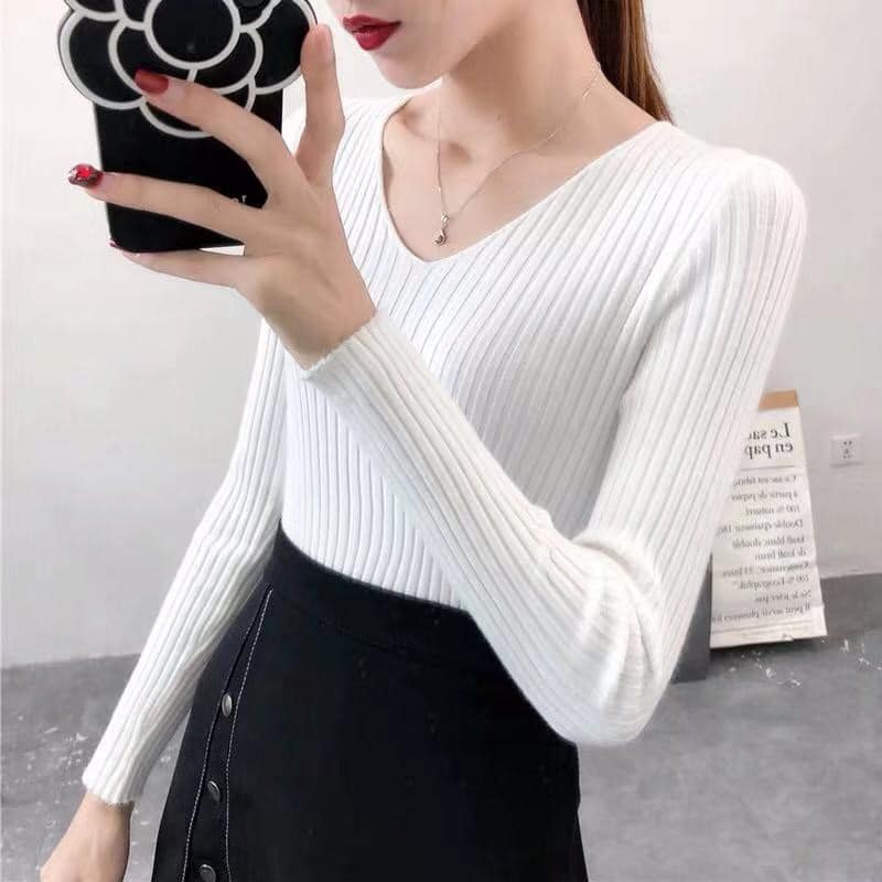 ÁO LEN CỔ V SIÊU XINH DỄ PHỐI ĐỒ, MINHQUANG2017