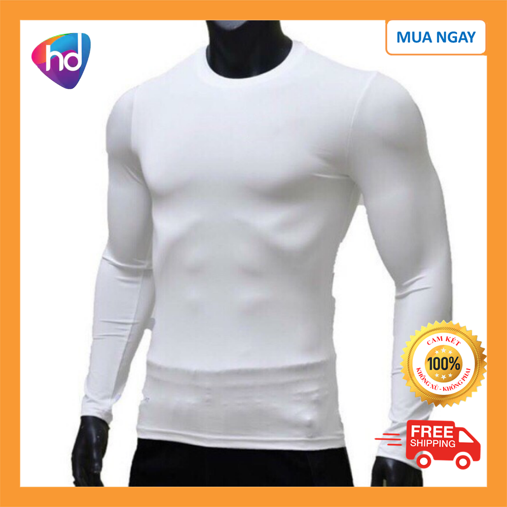 Áo giữ nhiệt màu trắng - Áo thun nam body - Áo thun nam giữ nhiệt - Áo phông dài tay nam - Áo body