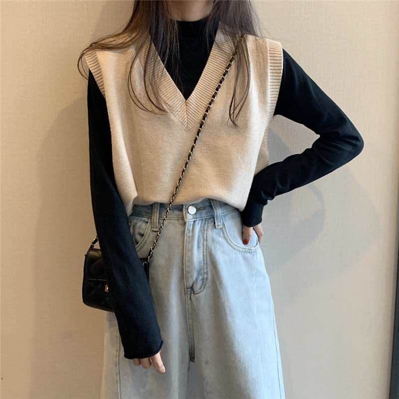 Áo len gile nữ phong cách Hàn Quốc trẻ trung phối đồ dễ thương