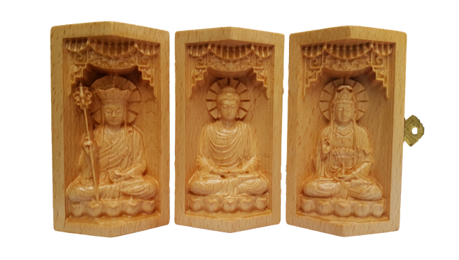 [HCM]Hộp Tượng Gỗ Tam Thánh Sa Bà