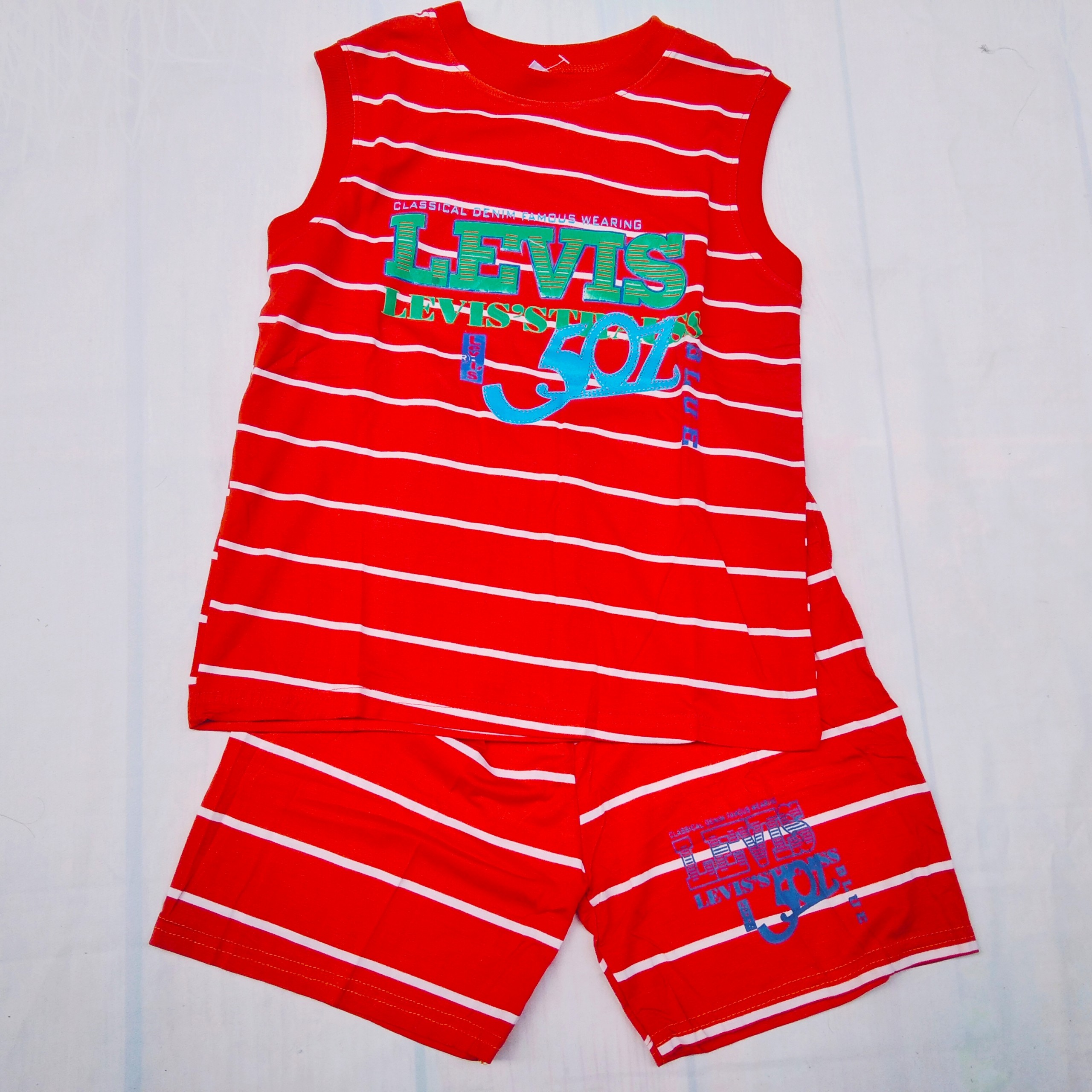 Bộ thun sát nách cho bé trai từ 28-33kg (bộ thun cotton size đại)
