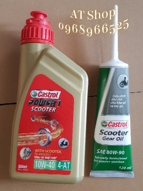 Combo Dầu Láp Và Dầu Máy Xe Ga Castrol