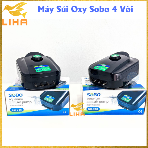 Máy Sủi Oxy 4 Vòi Sobo SB948 (8W-4x3Lít/Phút) - Máy Sủi Oxy Siêu Êm Cho Bể Cá