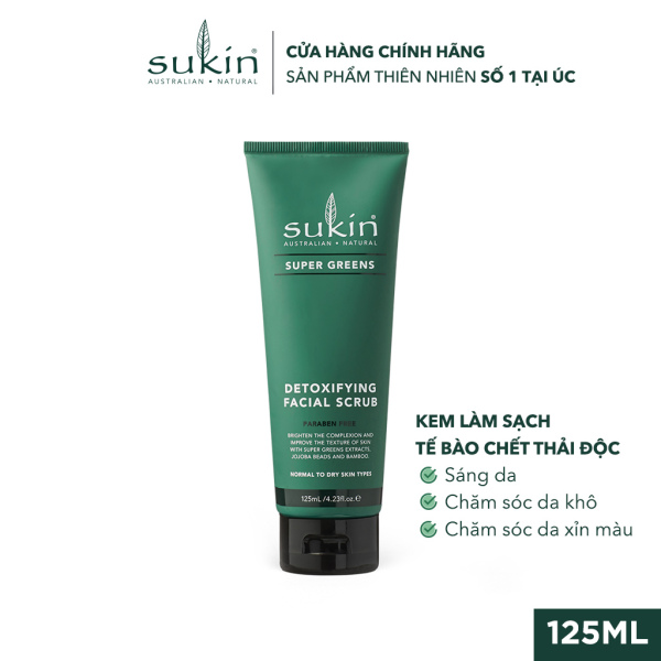 Kem Làm Sạch Tế Bào Chết Sáng Da Sukin Super Greens Detoxifying Facial Scrub 125ml nhập khẩu