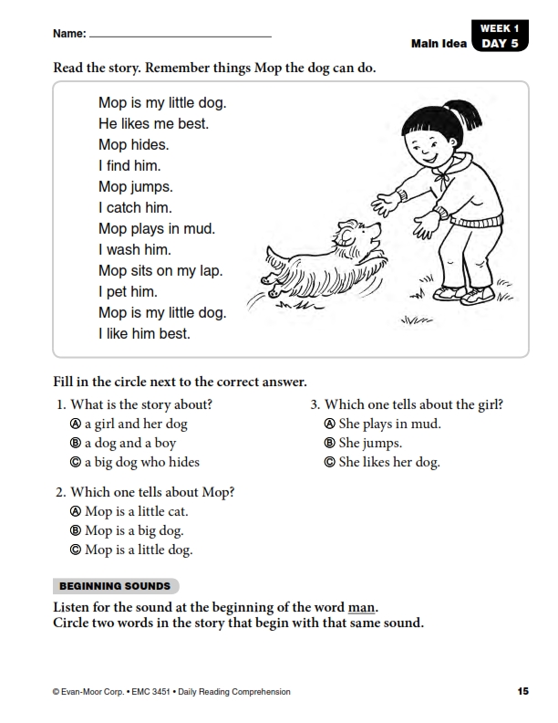 Daily reading comprehension - Evan moore - Sách luyện đọc hiểu tiểu học.