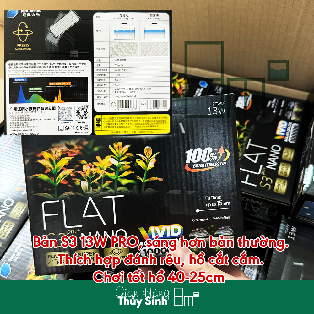 Đèn Flat Nano S3 Plus 13W và S3 PRO, Đèn LED Neo Helios, Đèn S3 Thủy Sinh| 8m2